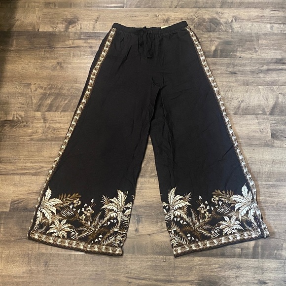 Max Studio Border Print Linen Blend Pants NWT - Picture 4 of 12